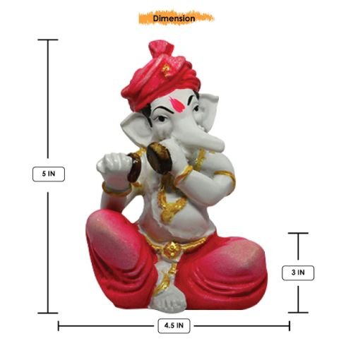 Little Lord Ganesha Idol Playing Instruments Best & Unique Design Pink for Home Decor - Karigaari India Aesthetic Home Decor