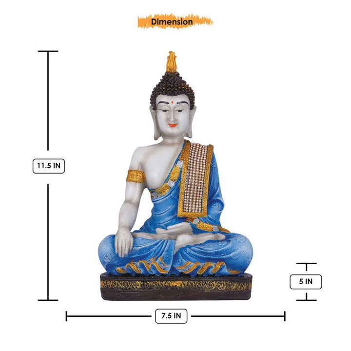 Handcrafted Ployresin Lord Buddha Meditating  Statue Showpiece Home Decor/Office Decor/Spiritual Gift, Blue - Karigaari India Aesthetic Home Decor