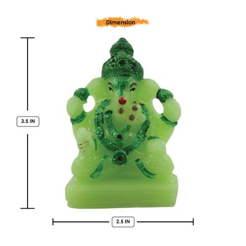 Small Lord Ganesha Sitting Idol Crystal Green Colour for Home Decor - Karigaari India Aesthetic Home Decor