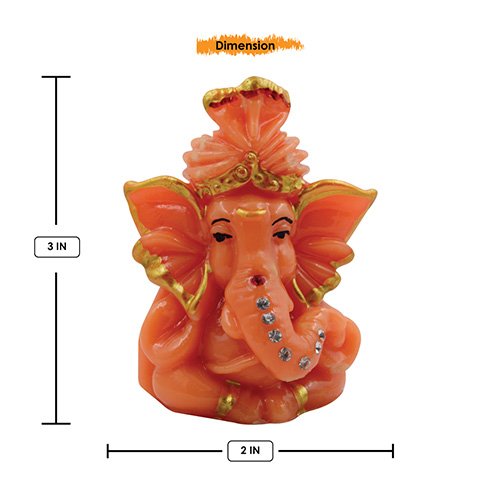 Small Lord Ganesha Sitting Idol Orange And Pink Ornaments Best for Home Decor - Karigaari India Aesthetic Home Decor
