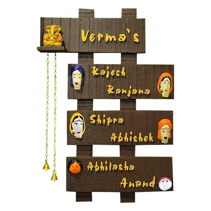 Family Sturdy Customized Name Plate for Home Entrance Office Outdoor with Wooden Letters - Karigaari India Aesthetic Home Decor