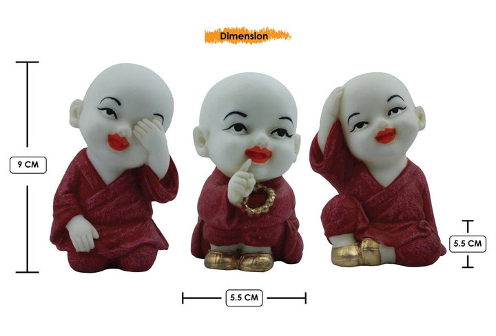 Handcrafted Ployresin Lord Buddha Three Sitting Statue Showpiece Home Decor/Office Decor/Spiritual Gift, White And Red - Karigaari India Aesthetic Home Decor