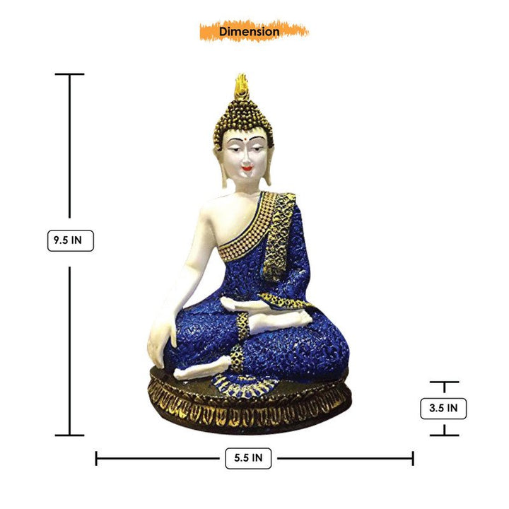 Handcrafted Ployresin Lord Buddha Sitting Blue Colour Statue Showpiece Home Decor/Office Decor/Spiritual Gift - Karigaari India Aesthetic Home Decor