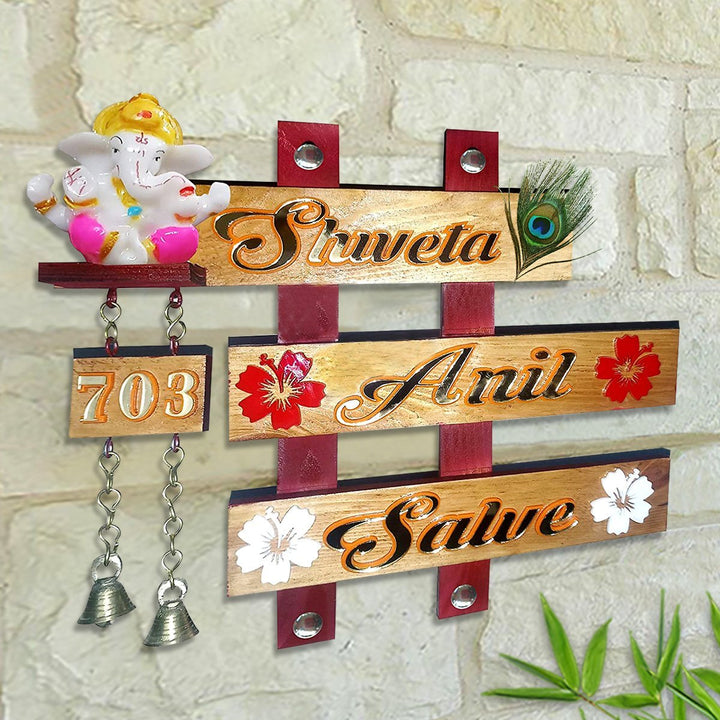 Family Durable Stylish Wooden Name Plate for Office Beautiful Home Decor - Karigaari India Aesthetic Home Decor