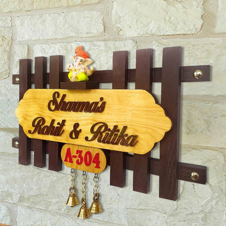 Stylish Personalized Custom Wooden Name Plate for House Sturdy Durable - Karigaari India Aesthetic Home Decor