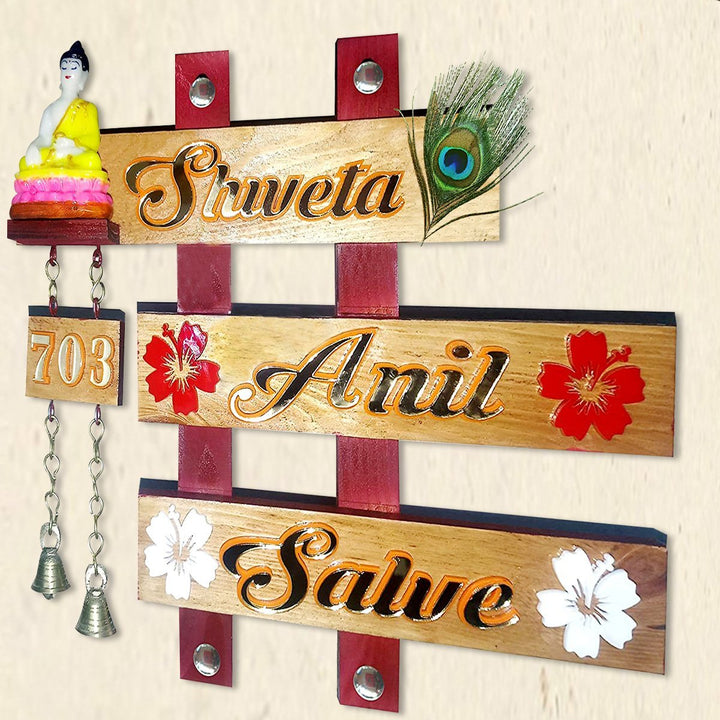 Family Beautiful Sturdy Wooden Name Plate for Office Durable Custom - Karigaari India Aesthetic Home Decor