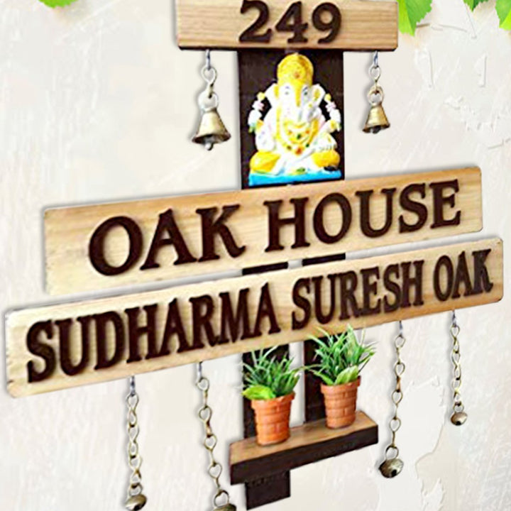 Planter Personalized Custom Wooden Name Plate for House Stylish Decor - Karigaari India Aesthetic Home Decor