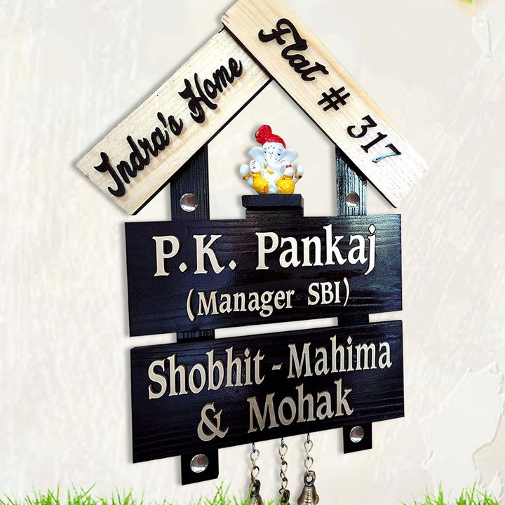 Hut Style Durable Beautiful Wooden Name Plate for Home Office Sturdy - Karigaari India Aesthetic Home Decor