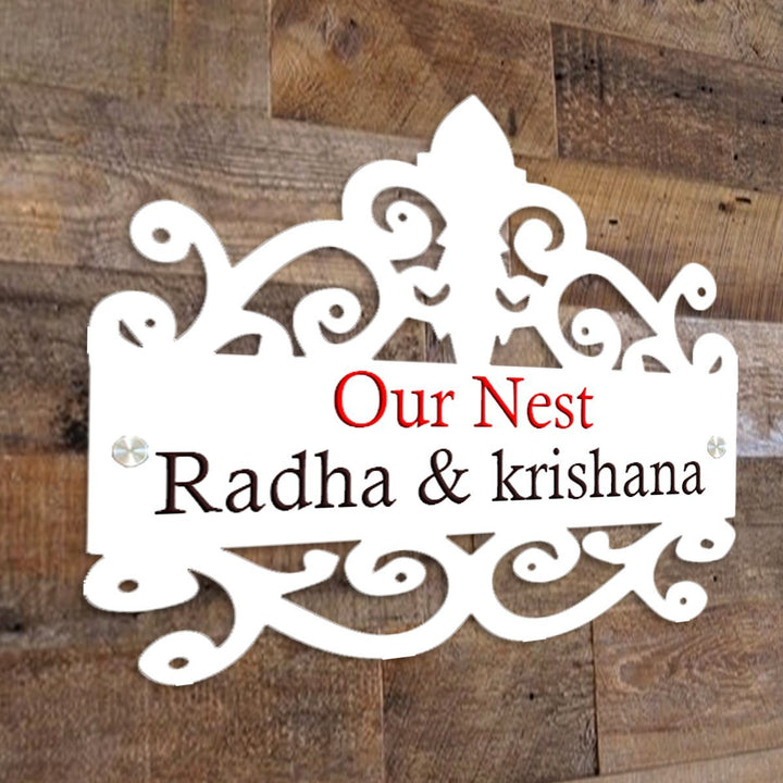 White Sturdy Personalized Wooden Name Plate for House Custom Stylish - Karigaari India Aesthetic Home Decor