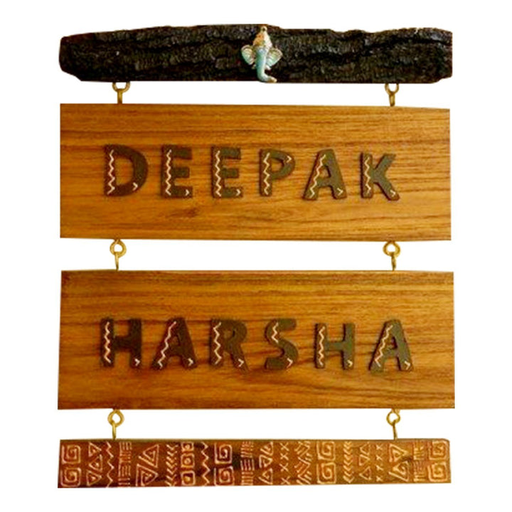 Custom Sturdy Wooden Name Plate for House Stylish Home Decor - Karigaari India Aesthetic Home Decor