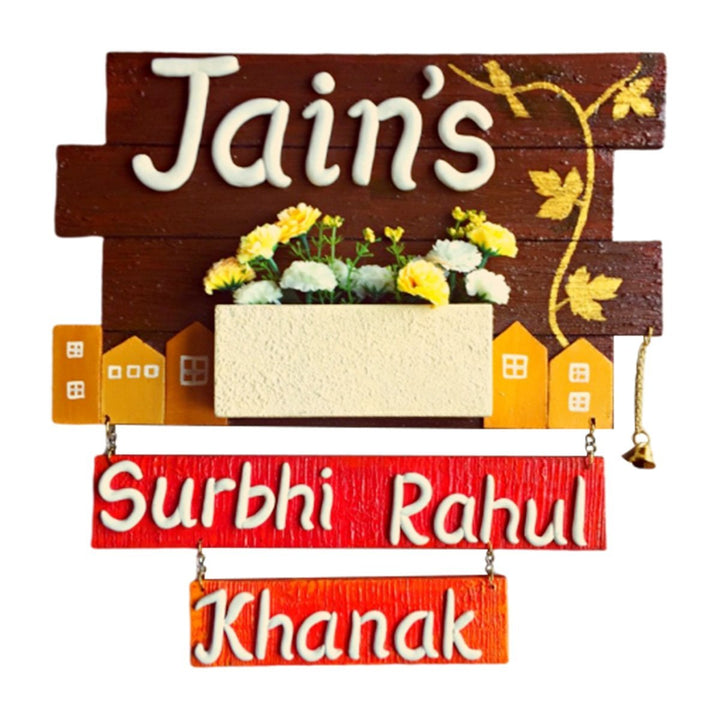 Durable Beautiful Planter Wooden Name Plate for Home Office Personalized - Karigaari India Aesthetic Home Decor