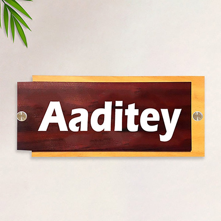 Stylish Personalized Wooden Name Plate for Home Durable Custom - Karigaari India Aesthetic Home Decor