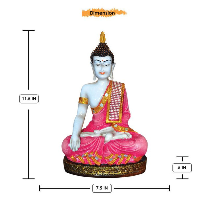 Handcrafted Ployresin Pink And Golden Colour Sitting Lord Buddha Statue Showpiece Home Decor/Office Decor/Spiritual Gift - Karigaari India Aesthetic Home Decor