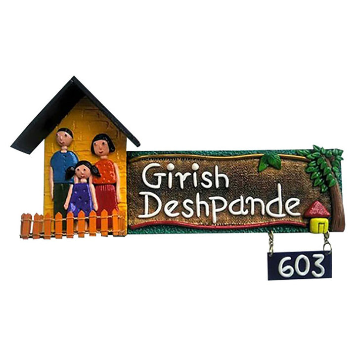 Family Hut Durable Personalized Wooden Name Plate for House Sturdy Stylish - Karigaari India Aesthetic Home Decor