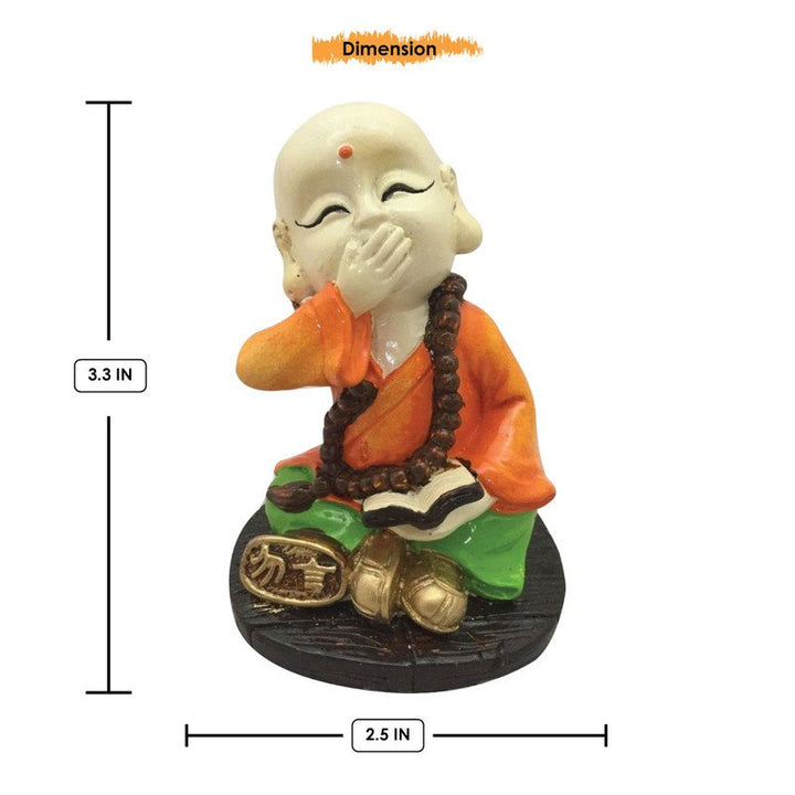 Handcrafted Ployresin Sitting With Putting Hand On Mouth Lord Buddha Statues Showpiece Home Decor/Office Decor/Spiritual Gift, Multicolour - Karigaari India Aesthetic Home Decor