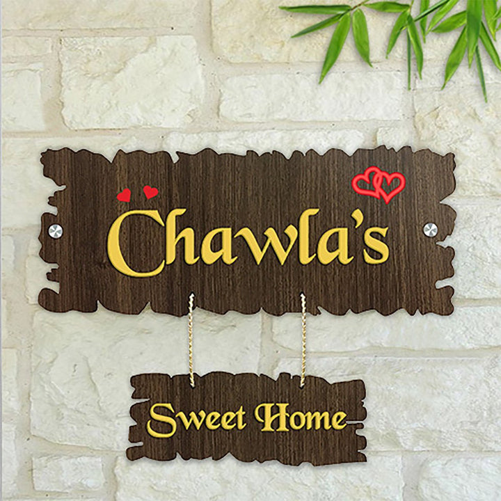 Beautiful Personalized Wooden Name Plate for House Durable Custom - Karigaari India Aesthetic Home Decor
