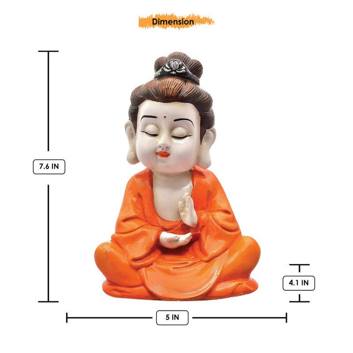 Handcrafted Ployresin Orange Colour Sitting Lord Buddha Statues Showpiece Home Decor/Office Decor/Spiritual Gift - Karigaari India Aesthetic Home Decor