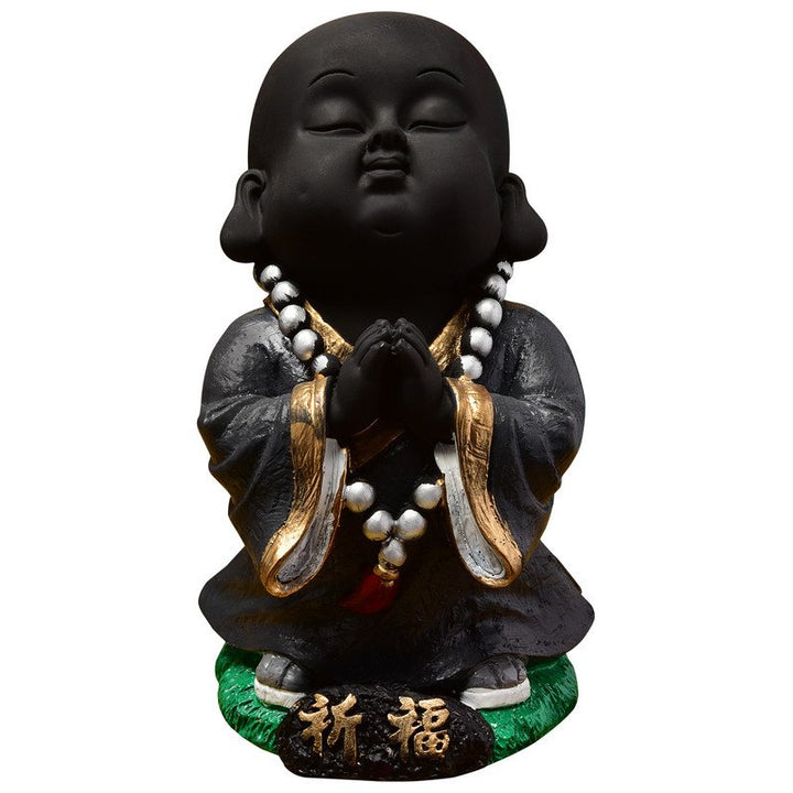 Handcrafted Ployresin Praying Lord Buddha Statues Showpiece Home Decor/Office Decor/Spiritual Gift, Black - Karigaari India Aesthetic Home Decor