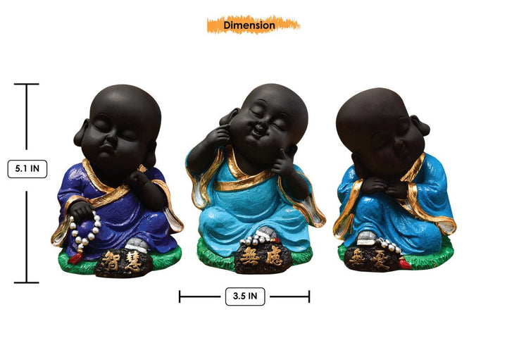 Handcrafted Ployresin Sitting And Sleeping Lord Buddha Statue Multicolour Three Pieces Showpiece Home Decor/Office Decor/Spiritual Gift - Karigaari India Aesthetic Home Decor