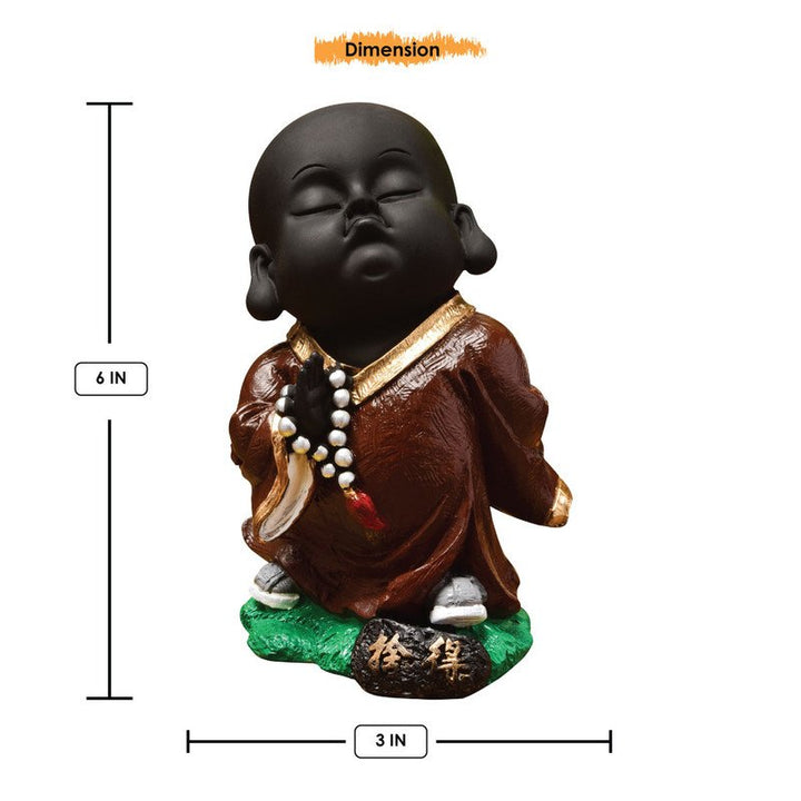 Handcrafted Ployresin Standing And Sitting Lord Buddha Statue Three Pieces Showpiece Home Decor/Office Decor/Spiritual Gift, Brown And Orange - Karigaari India Aesthetic Home Decor