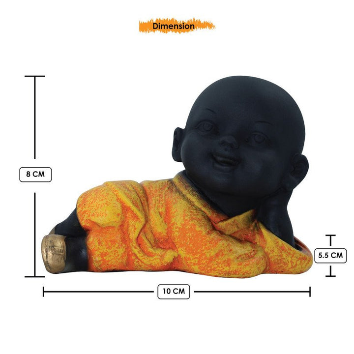 Handcrafted Ployresin Lord Buddha Three Sleeping, Praying And Thinking Statue Showpiece Home Decor/Office Decor/Spiritual Gift, Black And Orange - Karigaari India Aesthetic Home Decor