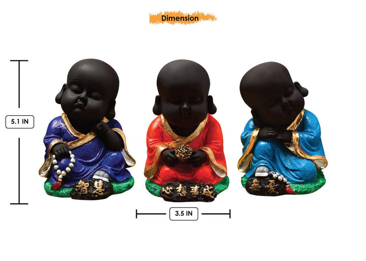 Handcrafted Ployresin Sitting And Sleeping Lord Buddha Statue Showpiece Home Decor/Office Decor/Spiritual Gift, Multicolour, Three Pieces - Karigaari India Aesthetic Home Decor