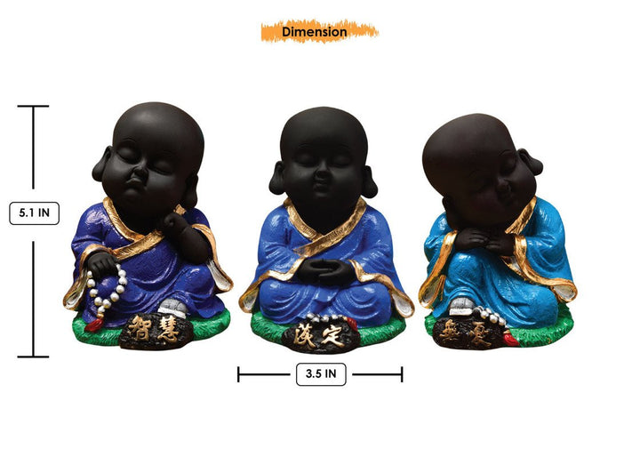 Handcrafted Ployresin Sitting And Sleeping , Meditating Lord Buddha Statue Showpiece Home Decor/Office Decor/Spiritual Gift, Drak Blue Colour, Three Pieces - Karigaari India Aesthetic Home Decor