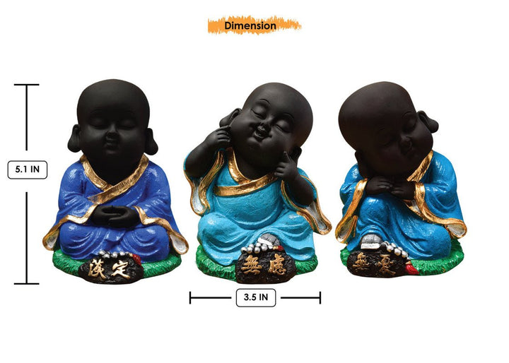 Handcrafted Ployresin Sitting And Sleeping Lord Buddha Statue Blue Colour Showpiece Home Decor/Office Decor/Spiritual Gift, Three Pieces - Karigaari India Aesthetic Home Decor