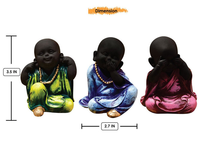 Handcrafted Ployresin Sitting Lord Buddha Statue Green, Blue And Pink Colour Showpiece Home Decor/Office Decor/Spiritual Gift, Three Pieces - Karigaari India Aesthetic Home Decor