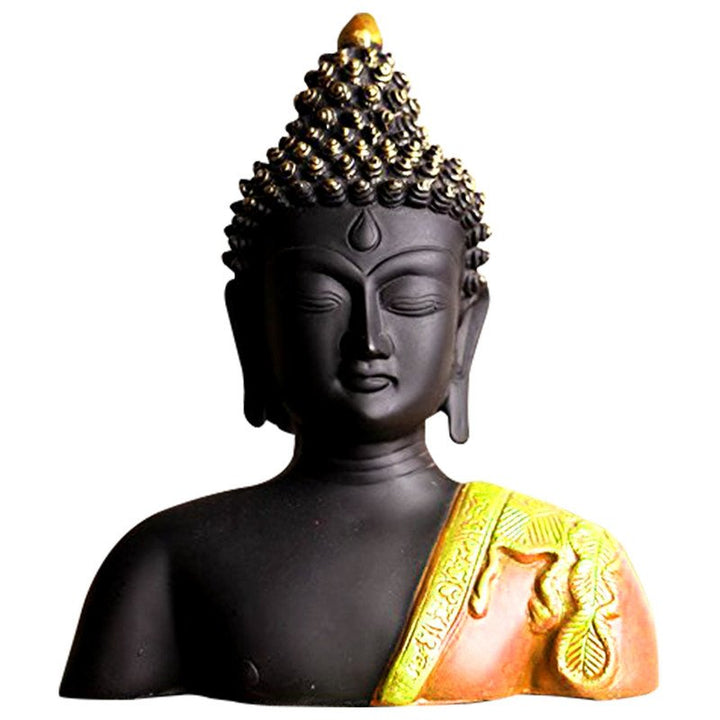 Handcrafted Ployresin Lord Buddha Statue Upto Shoulder Showpiece Home Decor/Office Decor/Spiritual Gift, Black - Karigaari India Aesthetic Home Decor