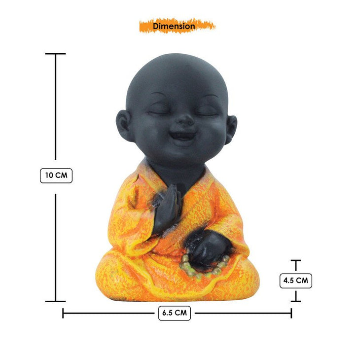 Handcrafted Ployresin Lord Buddha Three Sleeping, Praying And Thinking Statue Showpiece Home Decor/Office Decor/Spiritual Gift, Black And Orange - Karigaari India Aesthetic Home Decor