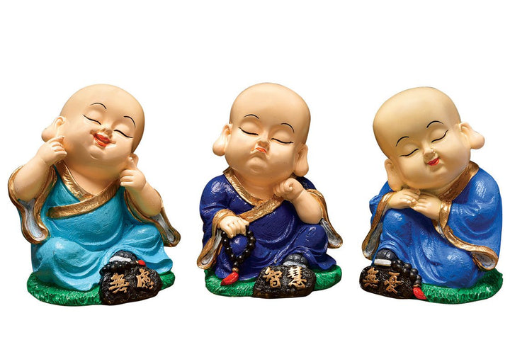 Handcrafted Ployresin Three Pieces Sitting And Sleeping Lord Buddha Multicolour Statue Showpiece Home Decor/Office Decor/Spiritual Gift - Karigaari India Aesthetic Home Decor