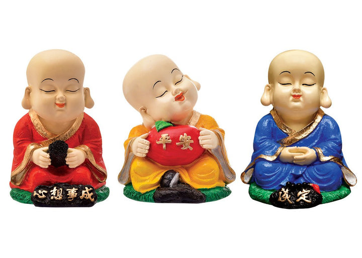 Handcrafted Ployresin Sitting, Meditating Red, Yellow And Blue Colour Three Lord Buddha Multicolour StatueS Showpiece Home Decor/Office Decor/Spiritual Gift - Karigaari India Aesthetic Home Decor