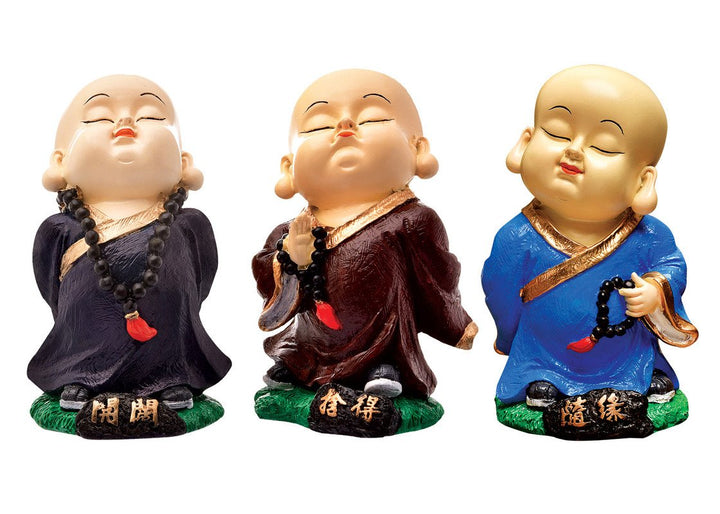 Handcrafted Ployresin Standing, Thinking Brown, Blue Colour Three Lord Buddha Multicolour StatueS Showpiece Home Decor/Office Decor/Spiritual Gift - Karigaari India Aesthetic Home Decor