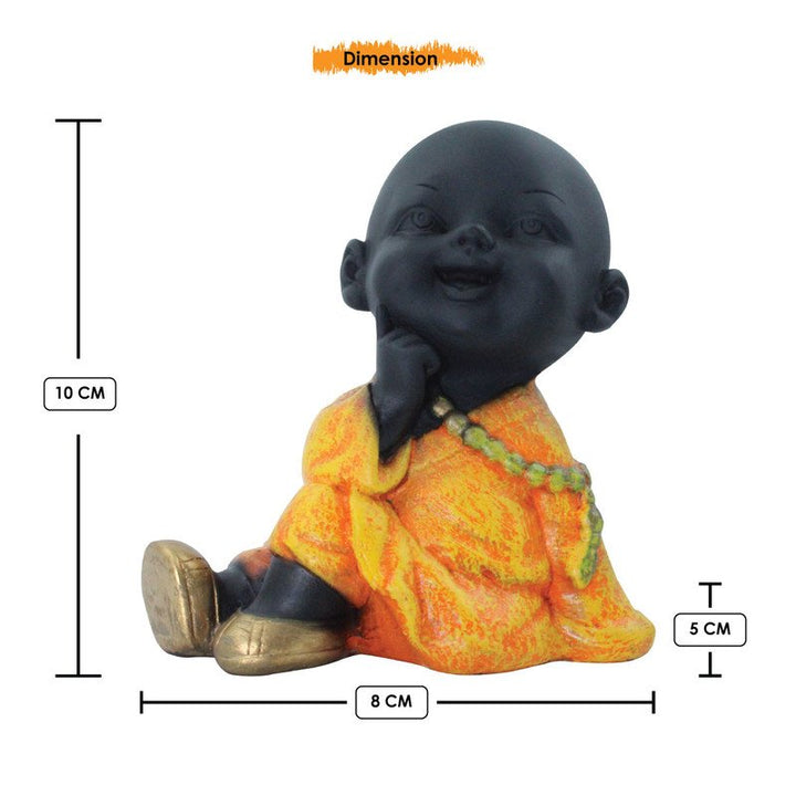 Handcrafted Ployresin Lord Buddha Three Sleeping, Praying And Thinking Statue Showpiece Home Decor/Office Decor/Spiritual Gift, Black And Orange - Karigaari India Aesthetic Home Decor