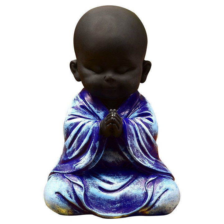 Handcrafted Ployresin Purple Colour Sitting And Praying Lord Buddha Statue Showpiece Home Decor/Office Decor/Spiritual Gift - Karigaari India Aesthetic Home Decor
