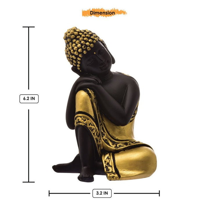 Handcrafted Ployresin Yellow And Black Sitting And Sleeping Lord Buddha Statue Showpiece Home Decor/Office Decor/Spiritual Gift - Karigaari India Aesthetic Home Decor