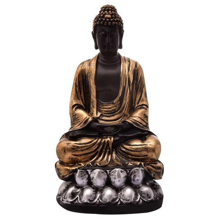 Handcrafted Ployresin Lord Buddha Meditating Statue Brown Colour Sitting On Lotus Showpiece Home Decor/Office Decor/Spiritual Gift - Karigaari India Aesthetic Home Decor