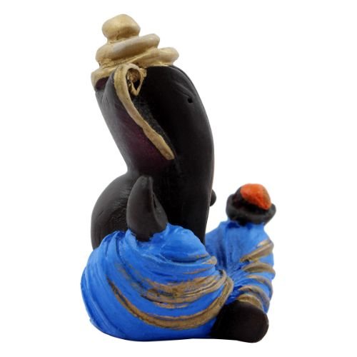 Unique Design Ganesh Idol Black Color with Blue Dhoti for Home Decor - Karigaari India Aesthetic Home Decor