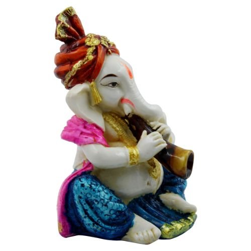 Lord Ganesha Playing Shehenai Idol for Home Decor - Karigaari India Aesthetic Home Decor