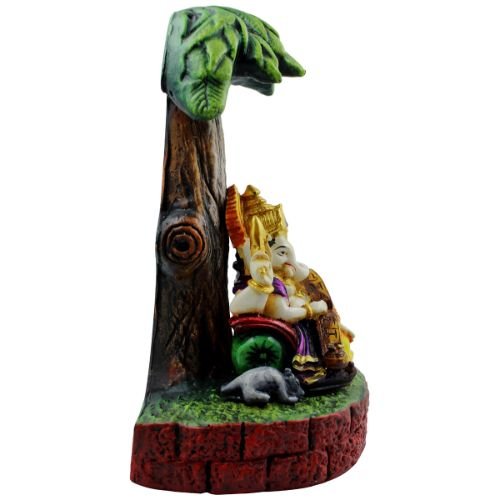 Lord Ganesha Sitting Under Tree And Playing Guitar Idol for Home Decor - Karigaari India Aesthetic Home Decor