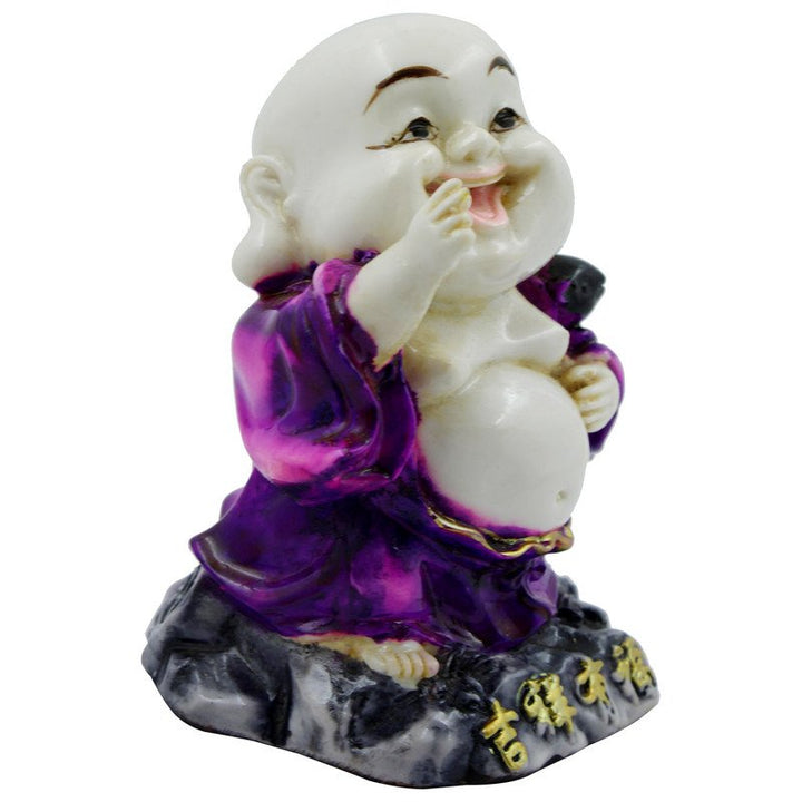 Handcrafted Ployresin Lord Buddha White And Purple Standing Laughing Statue Showpiece Home Decor/Office Decor/Spiritual Gift - Karigaari India Aesthetic Home Decor