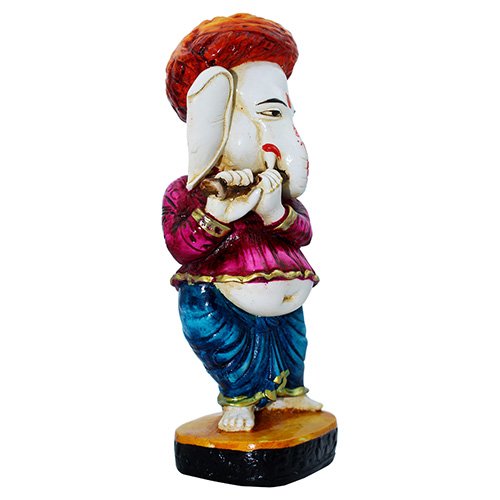 Lord Ganesha Standing Playing Flute multiolor Idol for Home Decor - Karigaari India Aesthetic Home Decor