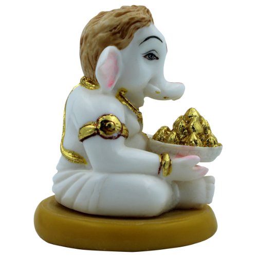 Lord Ganesha Idol Holding Modak Bowl Unique Design Best for Home Decor - Karigaari India Aesthetic Home Decor