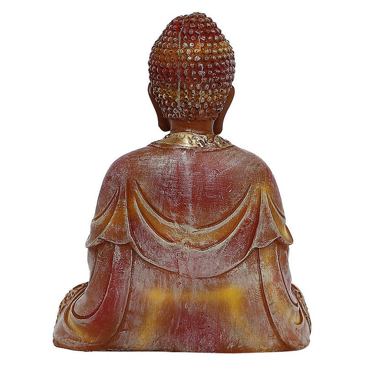 Handcrafted Ployresin Lord Buddha Sitting And Meditation Statue Showpiece Home Decor/Office Decor/Spiritual Gift, Brown And Gold - Karigaari India Aesthetic Home Decor