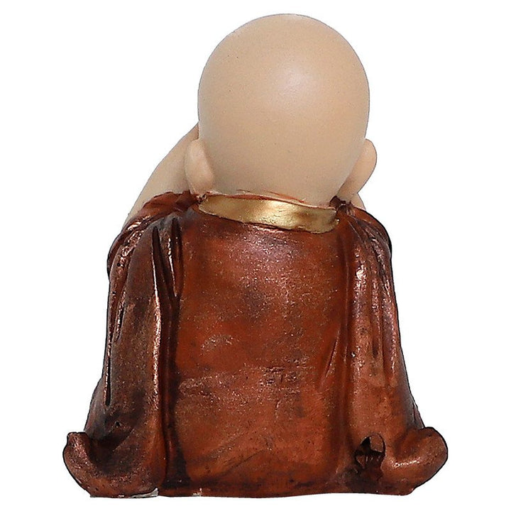 Handcrafted Ployresin Lord Buddha Sitting With Putting Hands On Eyes Wearing Shiny Brown Clothes Statue Showpiece Home Decor/Office Decor/Spiritual Gift - Karigaari India Aesthetic Home Decor