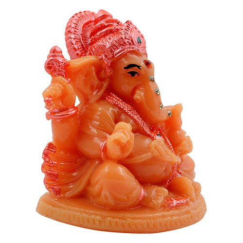 Lord Ganesha Sitting Idol Orange And Pink Ornaments Best for Home Decor - Karigaari India Aesthetic Home Decor