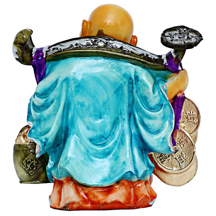 Handcrafted Ployresin Lord Buddha Standing With Taking Medals On Shoulders Laughing Statue Showpiece Home Decor/Office Decor/Spiritual Gift - Karigaari India Aesthetic Home Decor