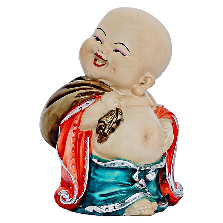 Handcrafted Ployresin Lord Buddha Two Multicolour  Standing With Laughing Statues Showpiece Home Decor/Office Decor/Spiritual Gift - Karigaari India Aesthetic Home Decor