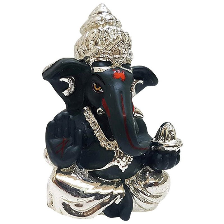 Ceramic Black Pagdi Ganesha for Car Dashboard & Gifting - Karigaari India Aesthetic Home Decor